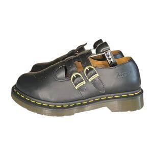 Dr. Martens Black Mules with Yellow Stitching